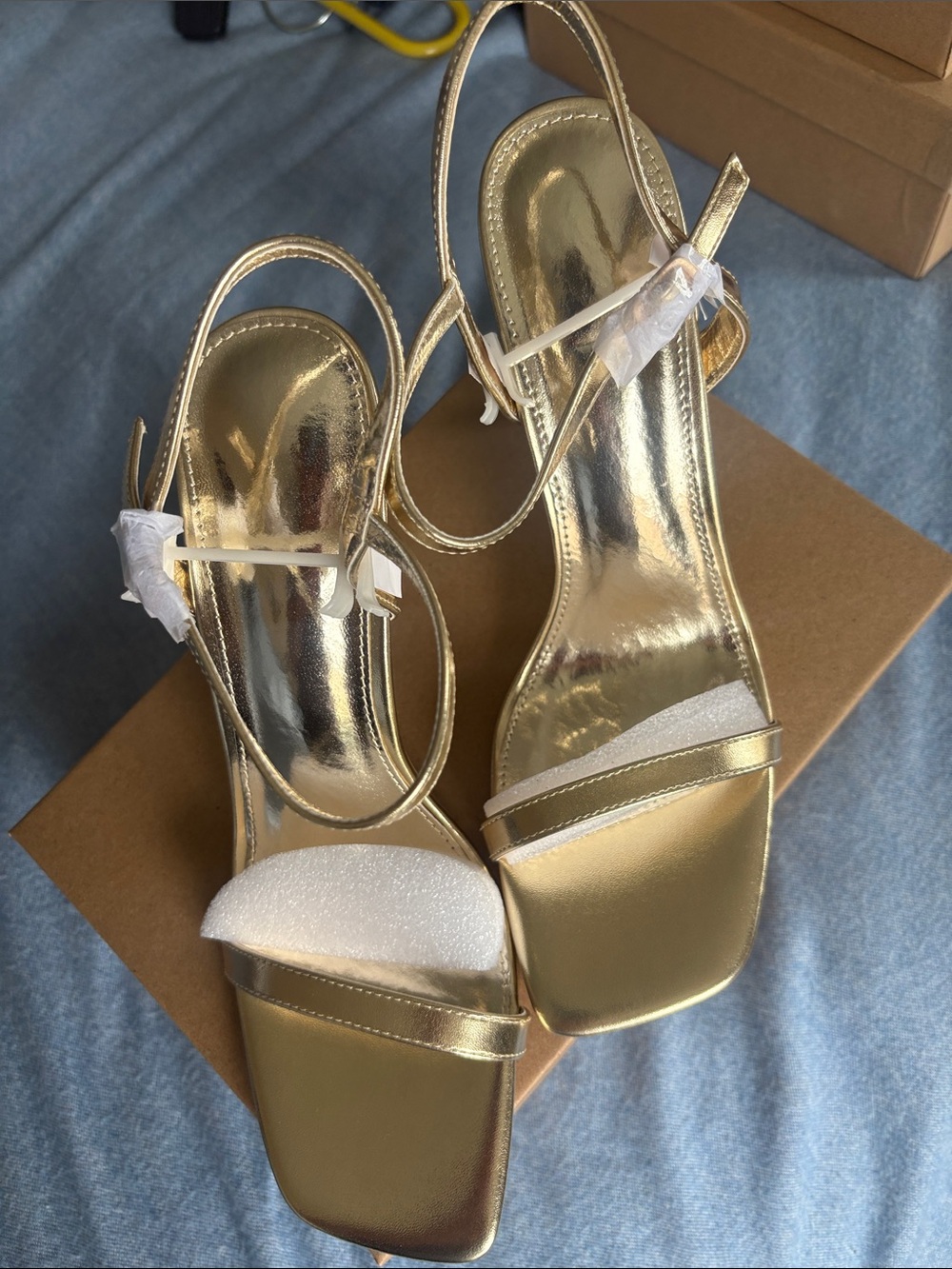Gold Metallic Slingback Heels for Women - Shimmering Dress Sandals